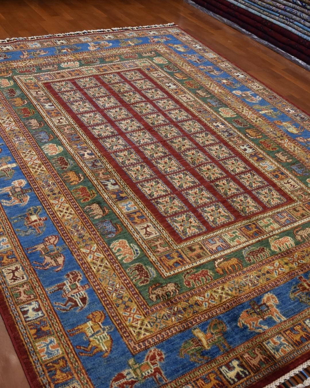 Pazyryk Hand-Knotted Wool Rug 5' 7" x 8' 3"