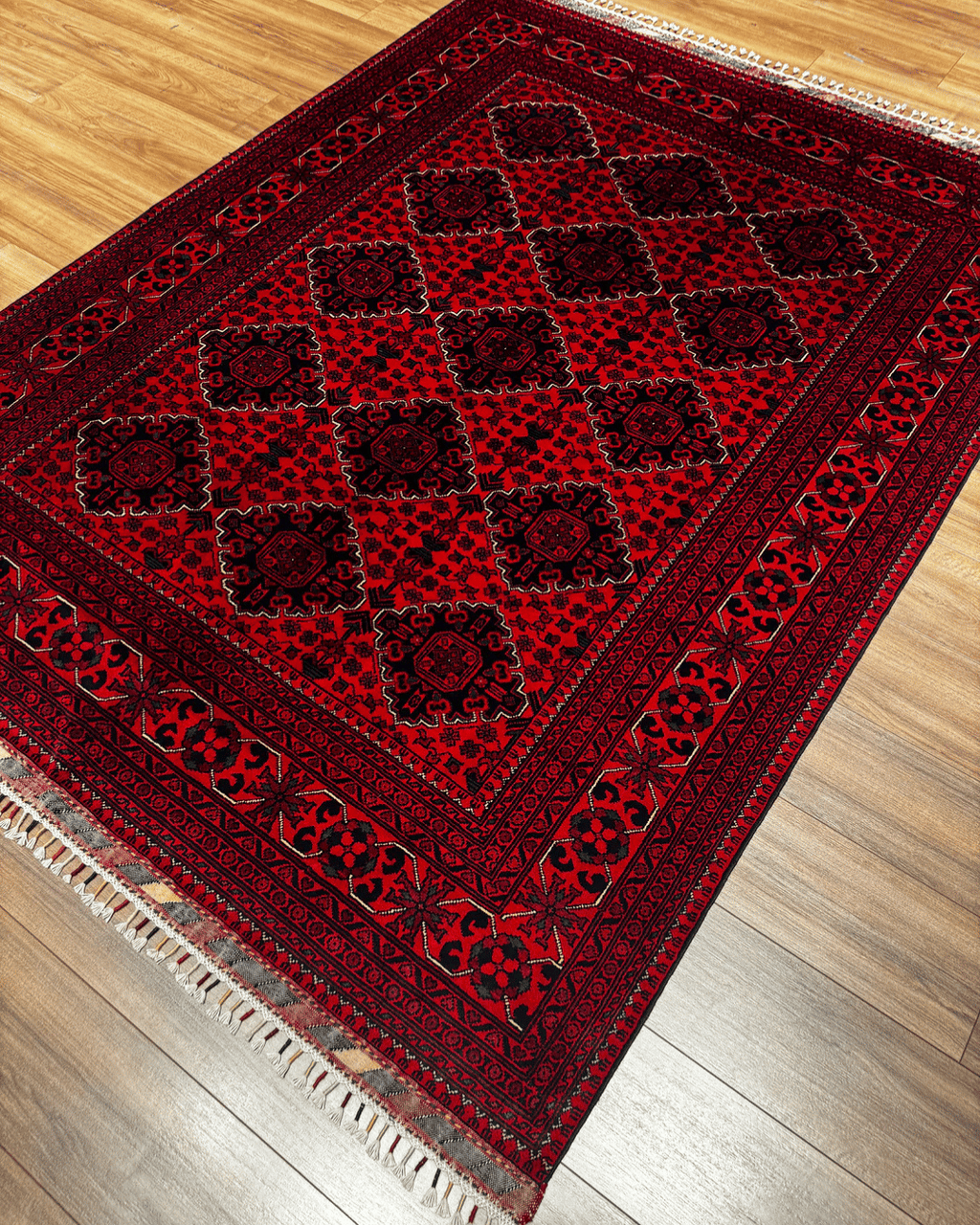 Tapis en laine style afghan 55 x 146 cm