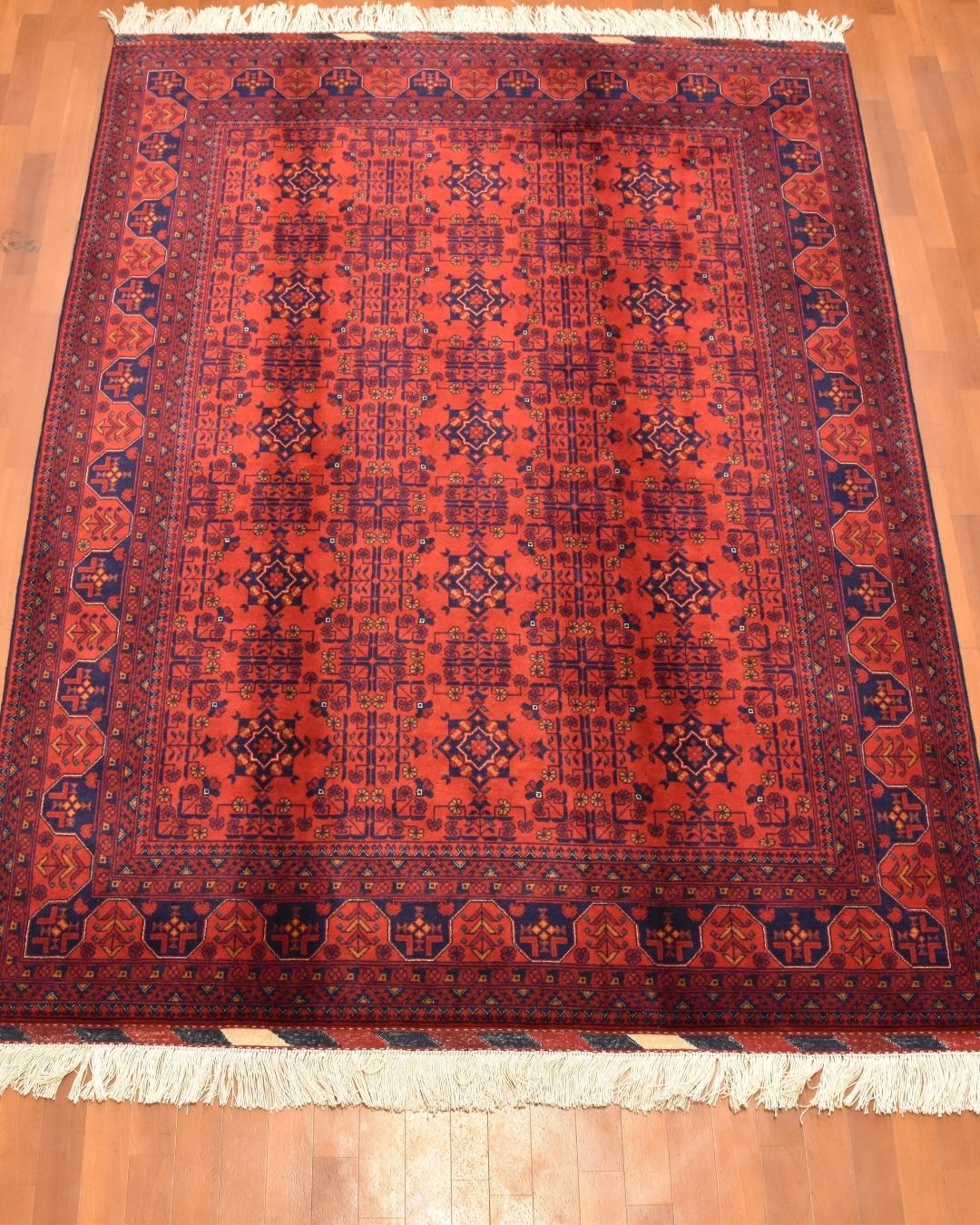 Afghan Bilcik Style Hand-Knotted Wool Rug 4' 9" x 6' 5"