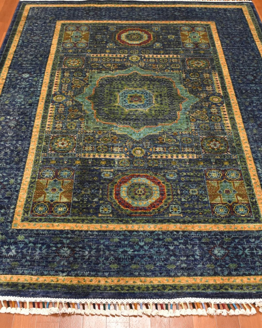 Mamluk Hand-Knotted Wool Rug 4' 3" x 5' 9"