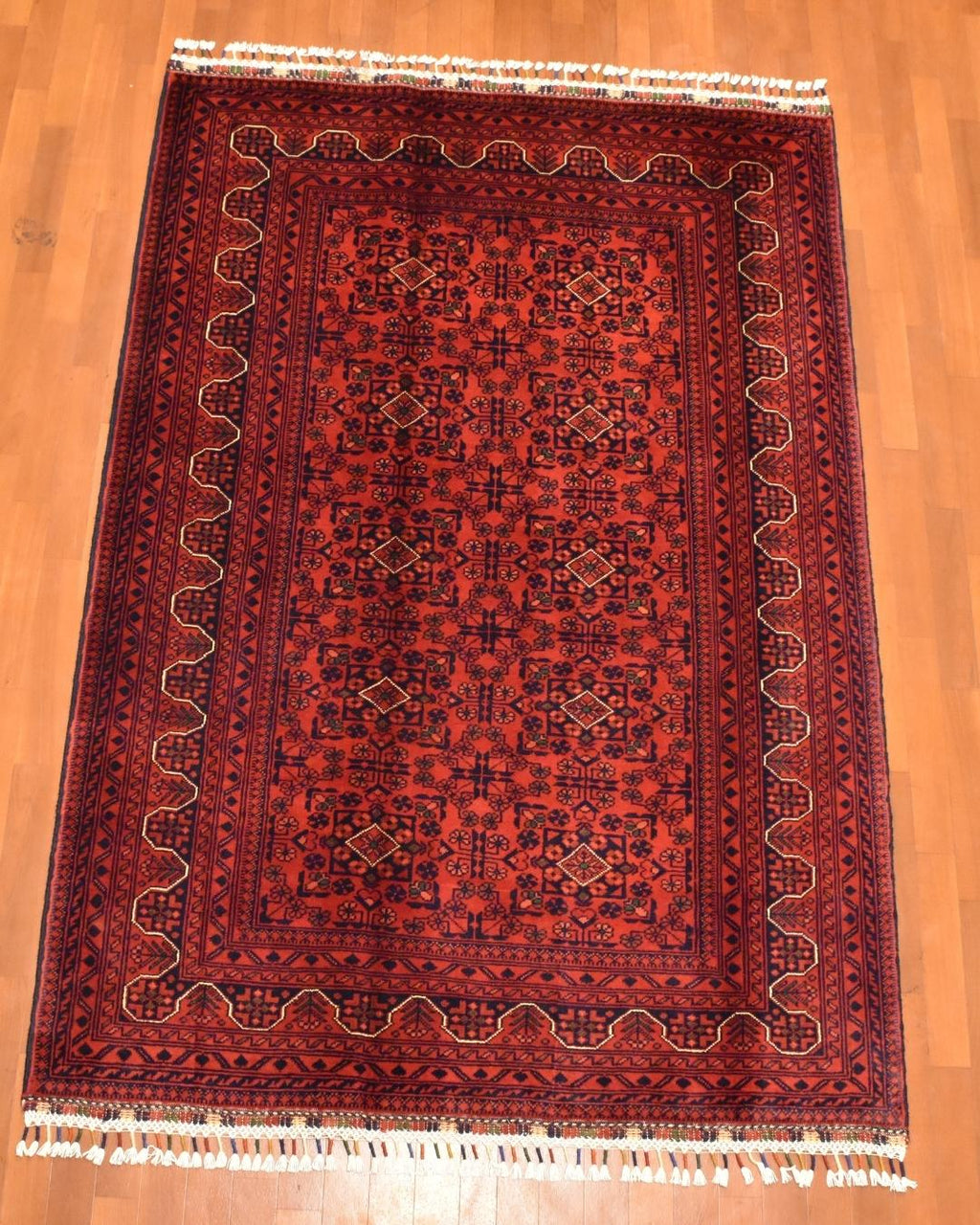 Afghan Hamyap Style Hand-Knotted Wool Rug 4' x 5' 8"