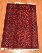 Afghan Hamyap Style Hand-Knotted Wool Rug 4' x 5' 8"