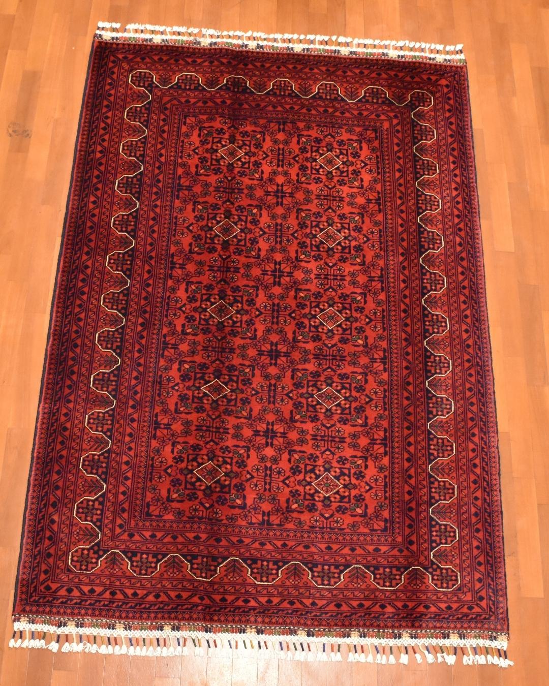 Afghan Hamyap Style Hand-Knotted Wool Rug 4' x 5' 8"