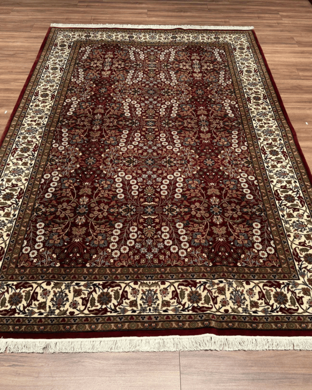 Hereke Hand-Knotted Wool Rug 6' 4" x 9' 7"