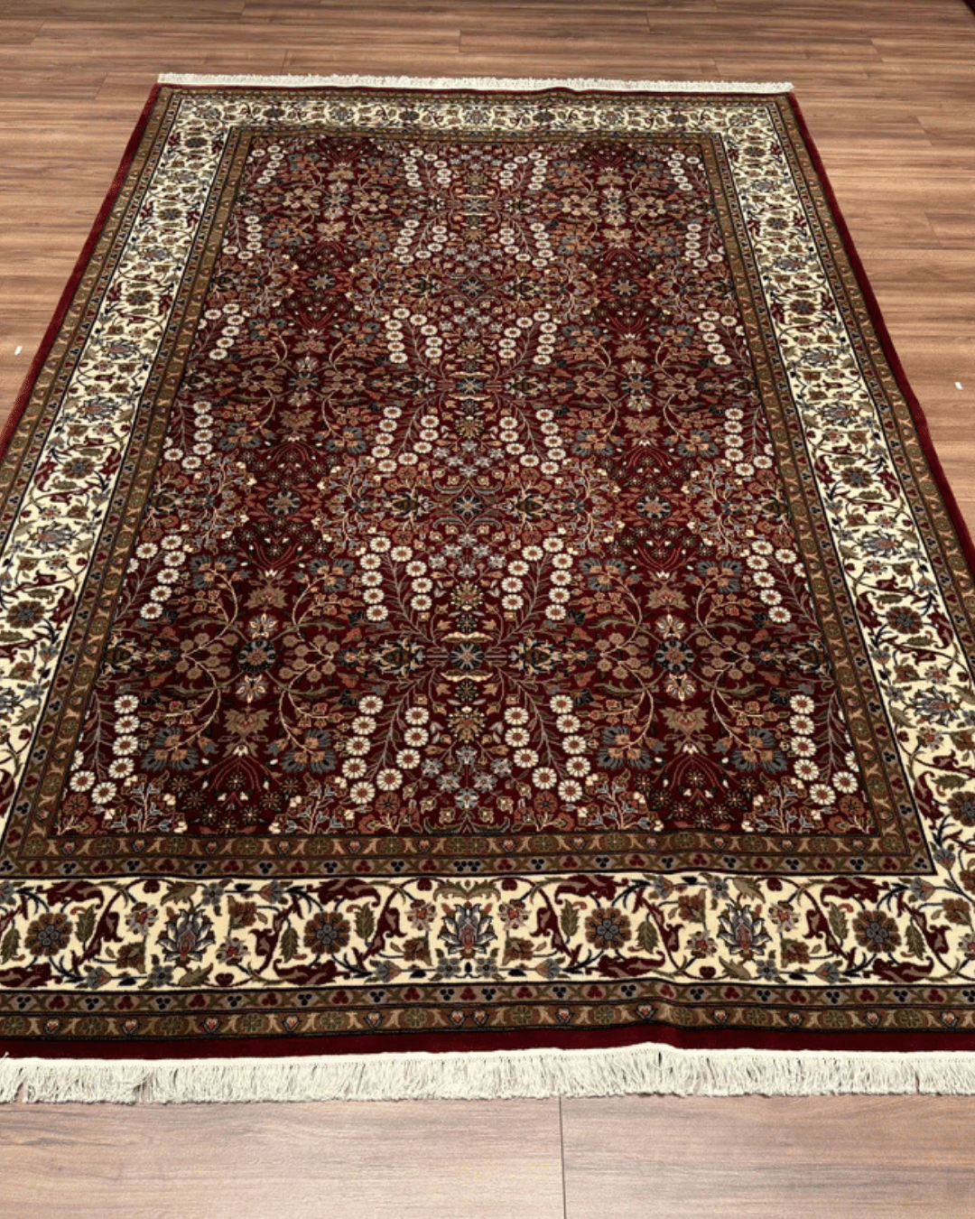 Hereke Hand-Knotted Wool Rug 6' 4" x 9' 7"