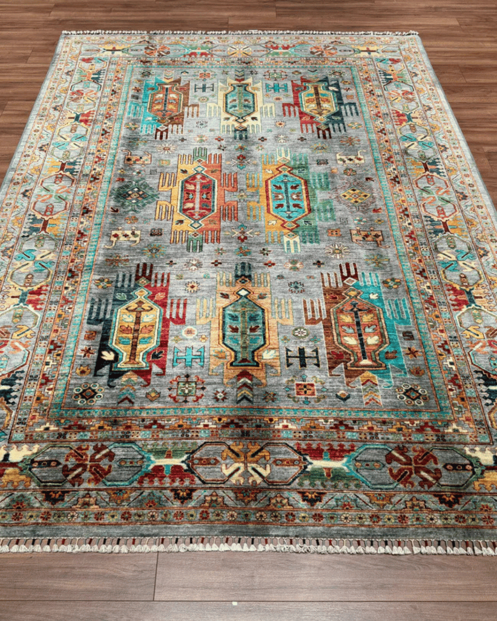 Veziri Hand-Knotted Wool Rug 6' 7" x 9' 4"