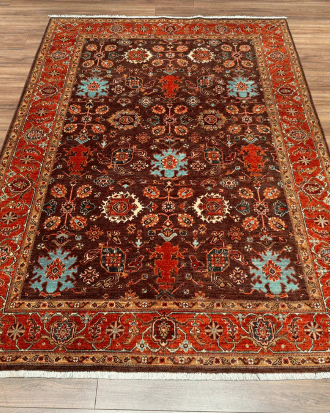 Ushak Hand-Knotted Wool Rug 6' x 8'