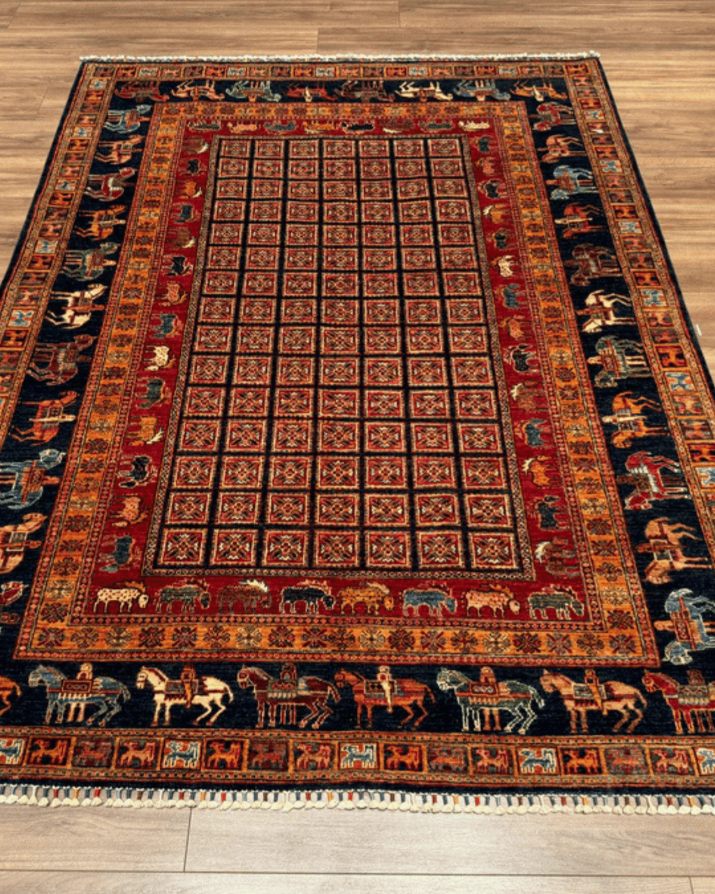 Pazyrk Hand-Knotted Wool Rug 5' 7" x 7' 6"