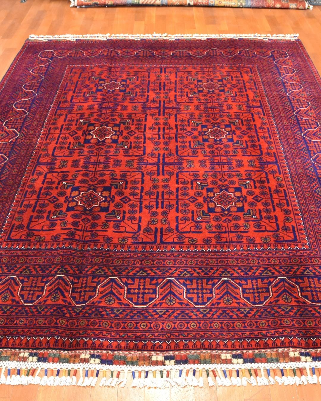 Afghan Hamyap Style Hand-Knotted Wool Rug 4' 9" x 6' 1"