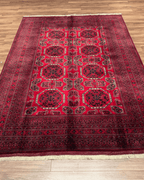 Handwoven Afghan Style Wool Rug 6' 5" x 9' 2"