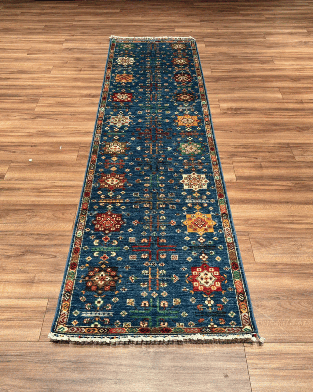 Tapis en laine style afghan 55 x 146 cm