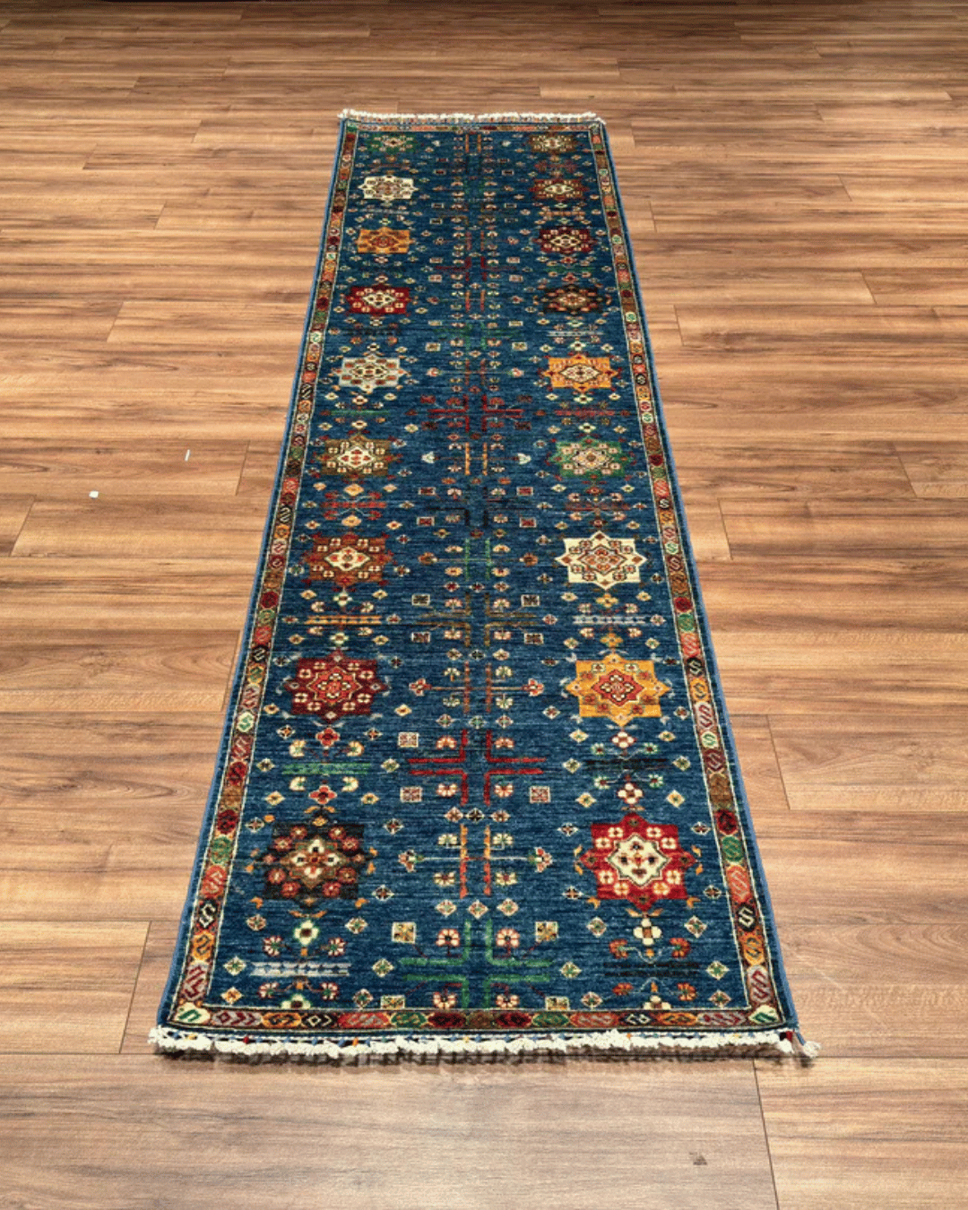 Tapis en laine style afghan 55 x 146 cm