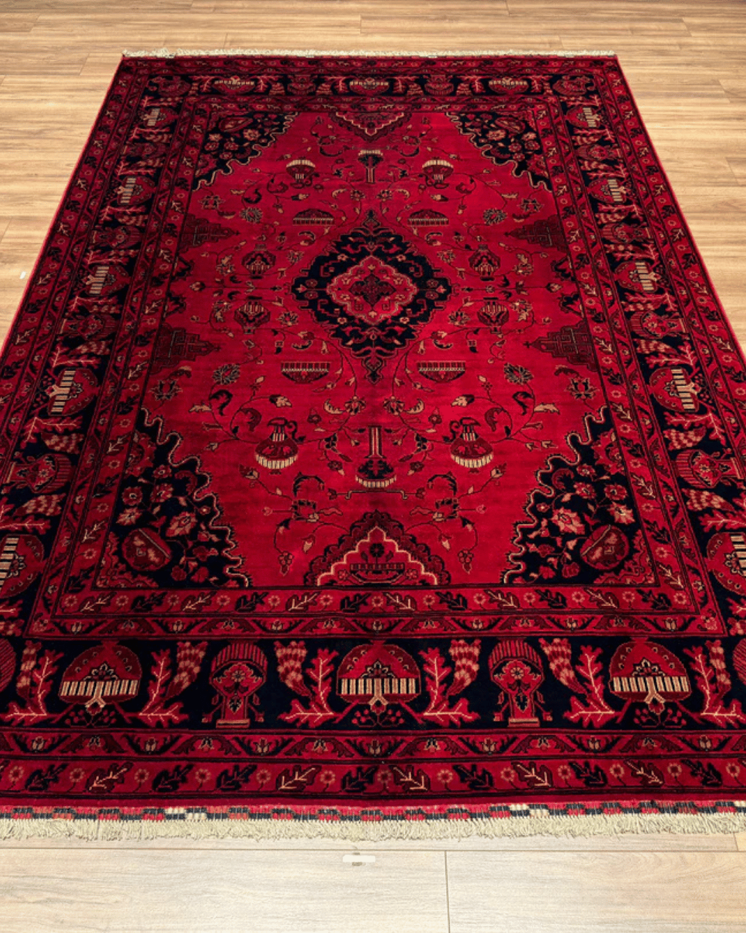 Handwoven Afghan Style Wool Rug 6' 5" x 9' 7"