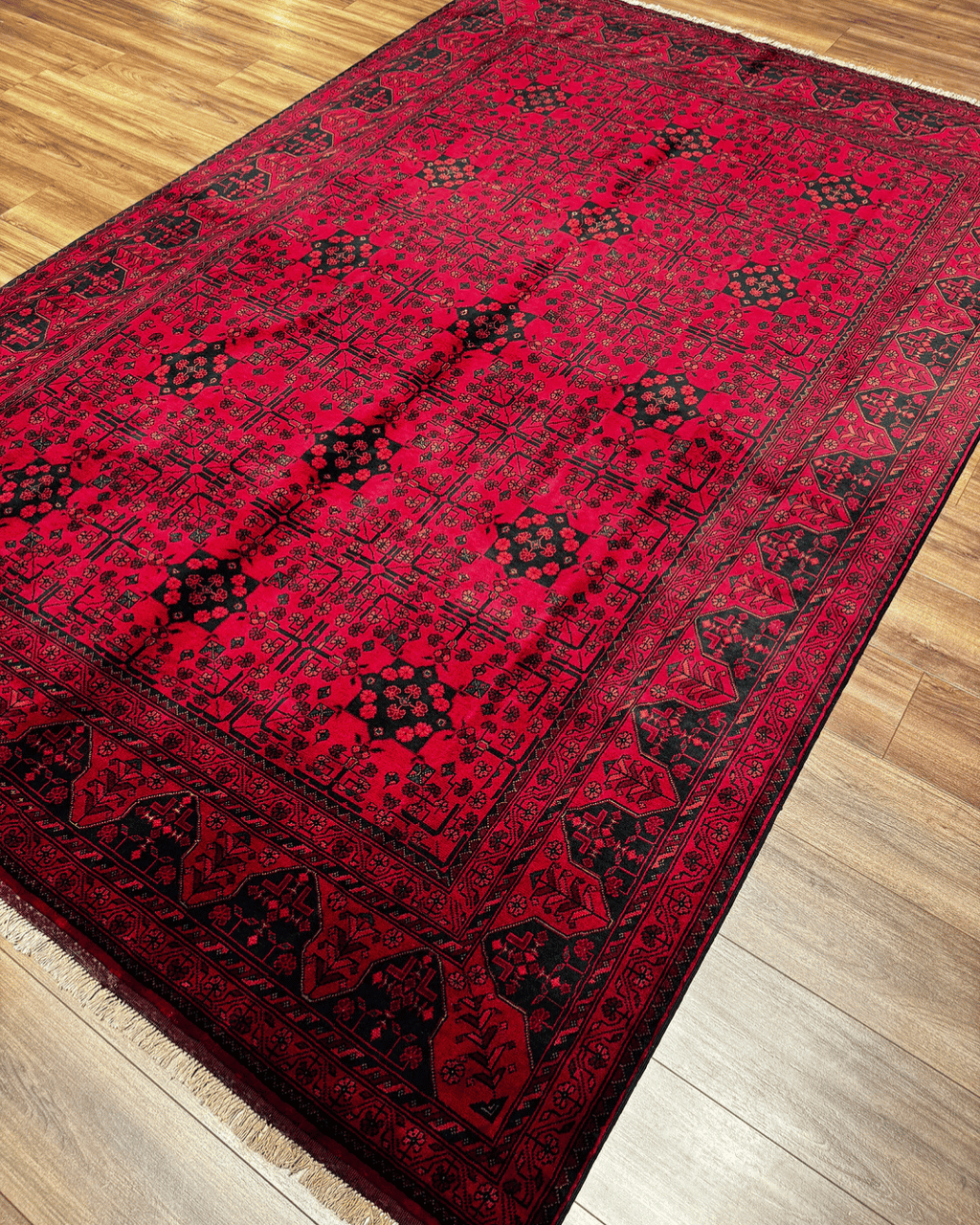 Handwoven Afghan Style Wool Rug 6' 6" x 9' 6"