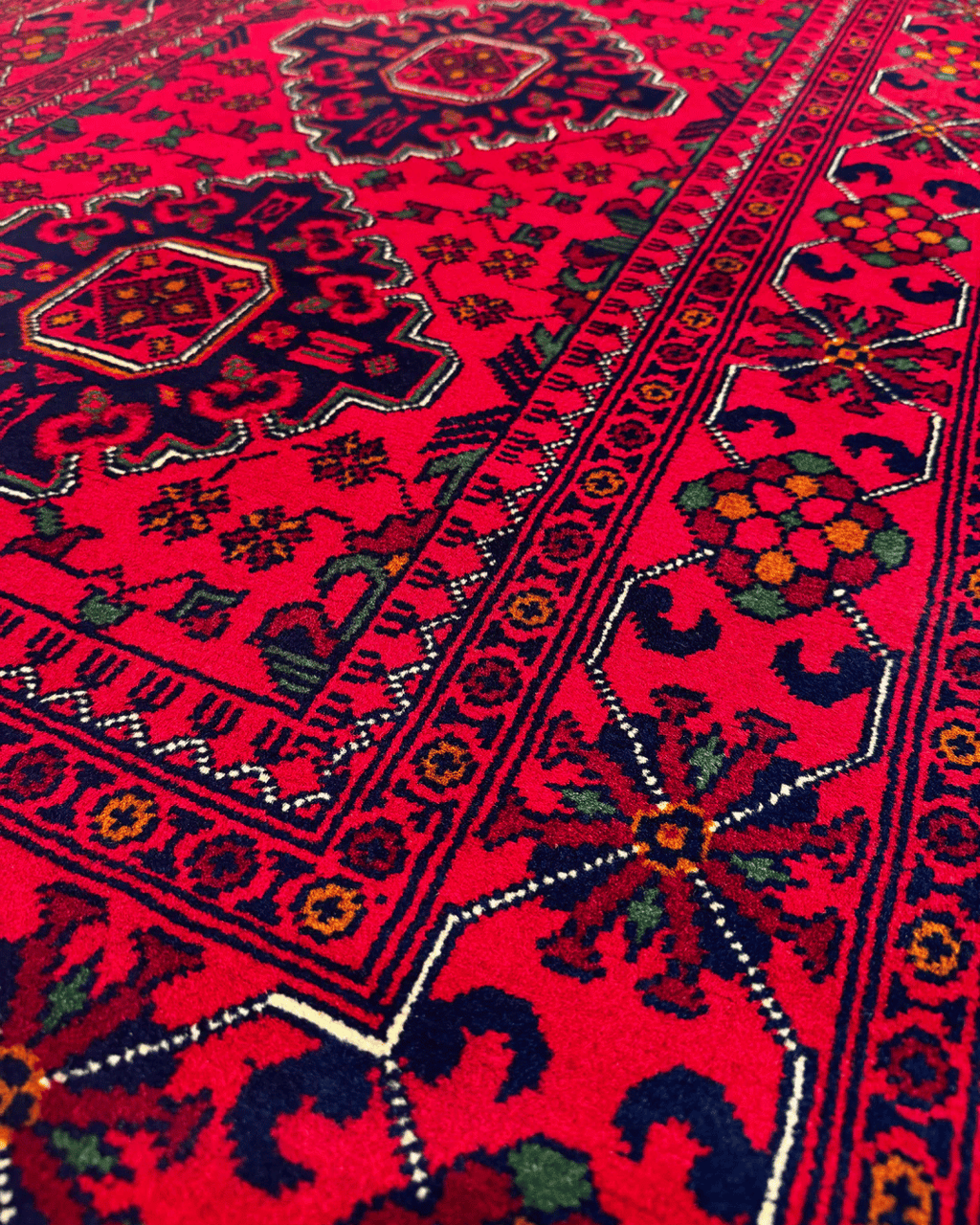 Handwoven Afghan Style Wool Runner 2.78x6.36 ft