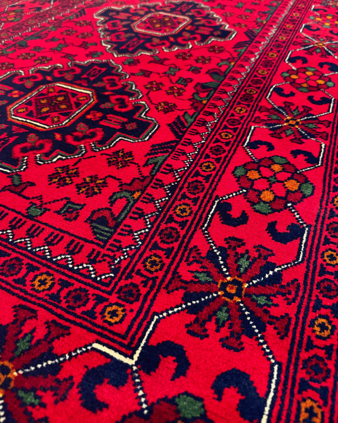 Handwoven Afghan Style Wool Runner 2.78x6.36 ft