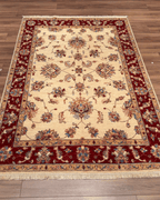 Ushak Hand-Knotted Wool Rug 5' x 7'