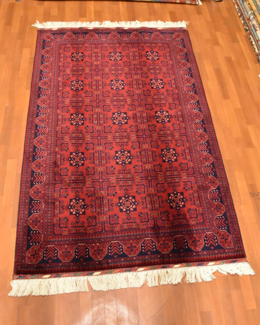 Afghan Bilcik Style Hand-Knotted Wool Rug 4' 1" x 6' 2"