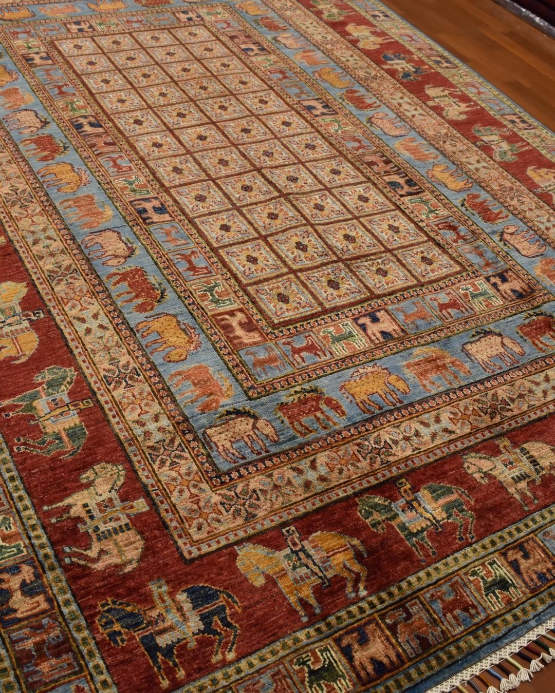Pazyryk Hand-Knotted Wool Rug 5' 6" x 7' 9"