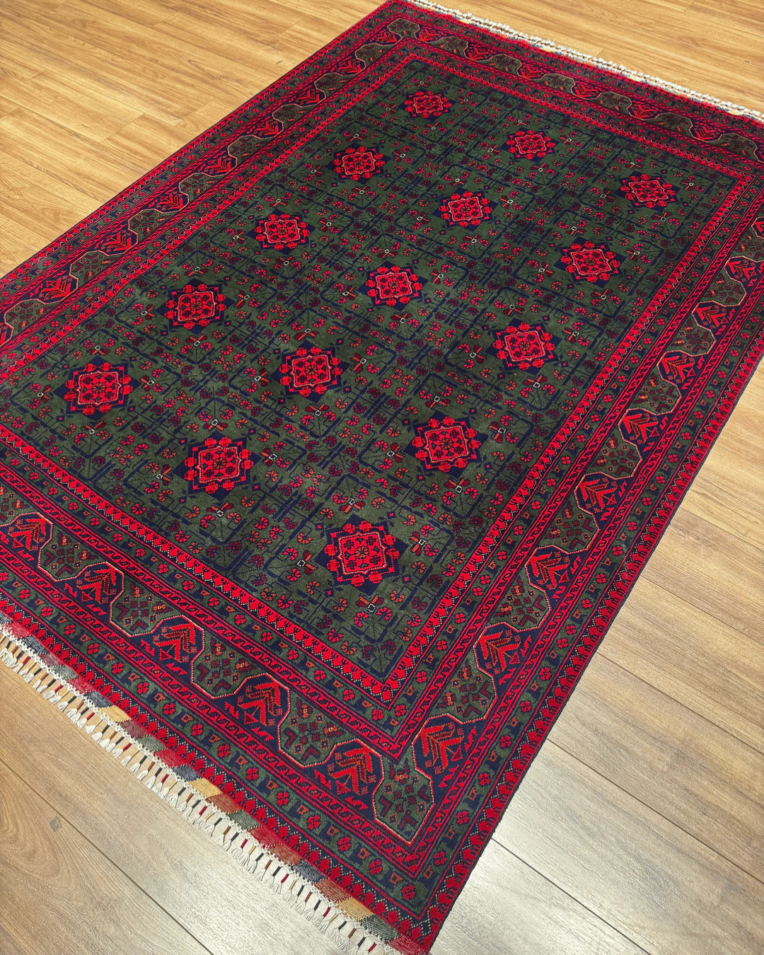 Tapis en laine style afghan 55 x 146 cm
