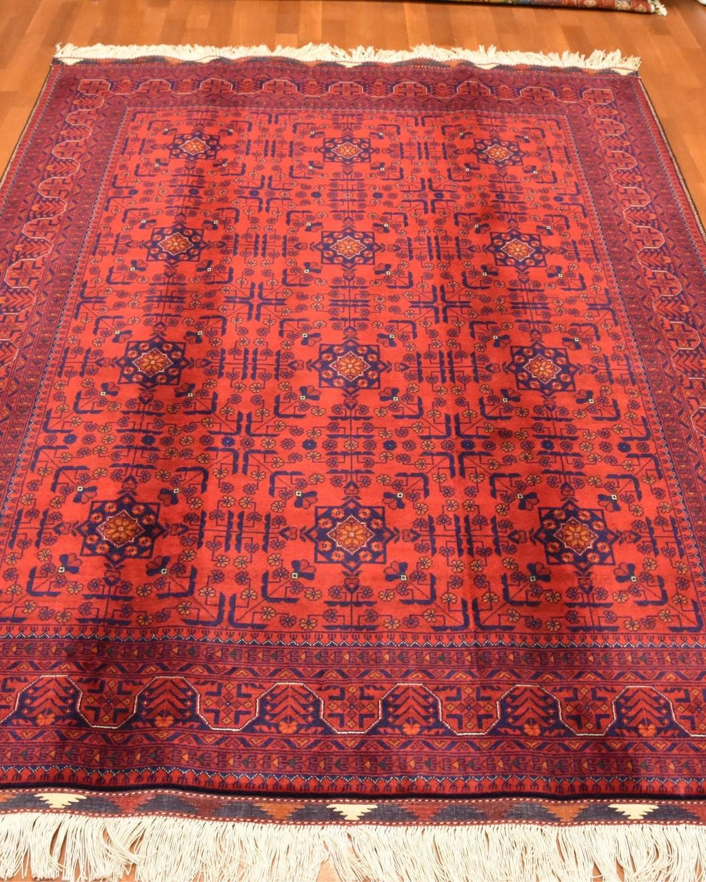 Afghan Bilcik Style Hand-Knotted Wool Rug 4' 8" x 6' 5"