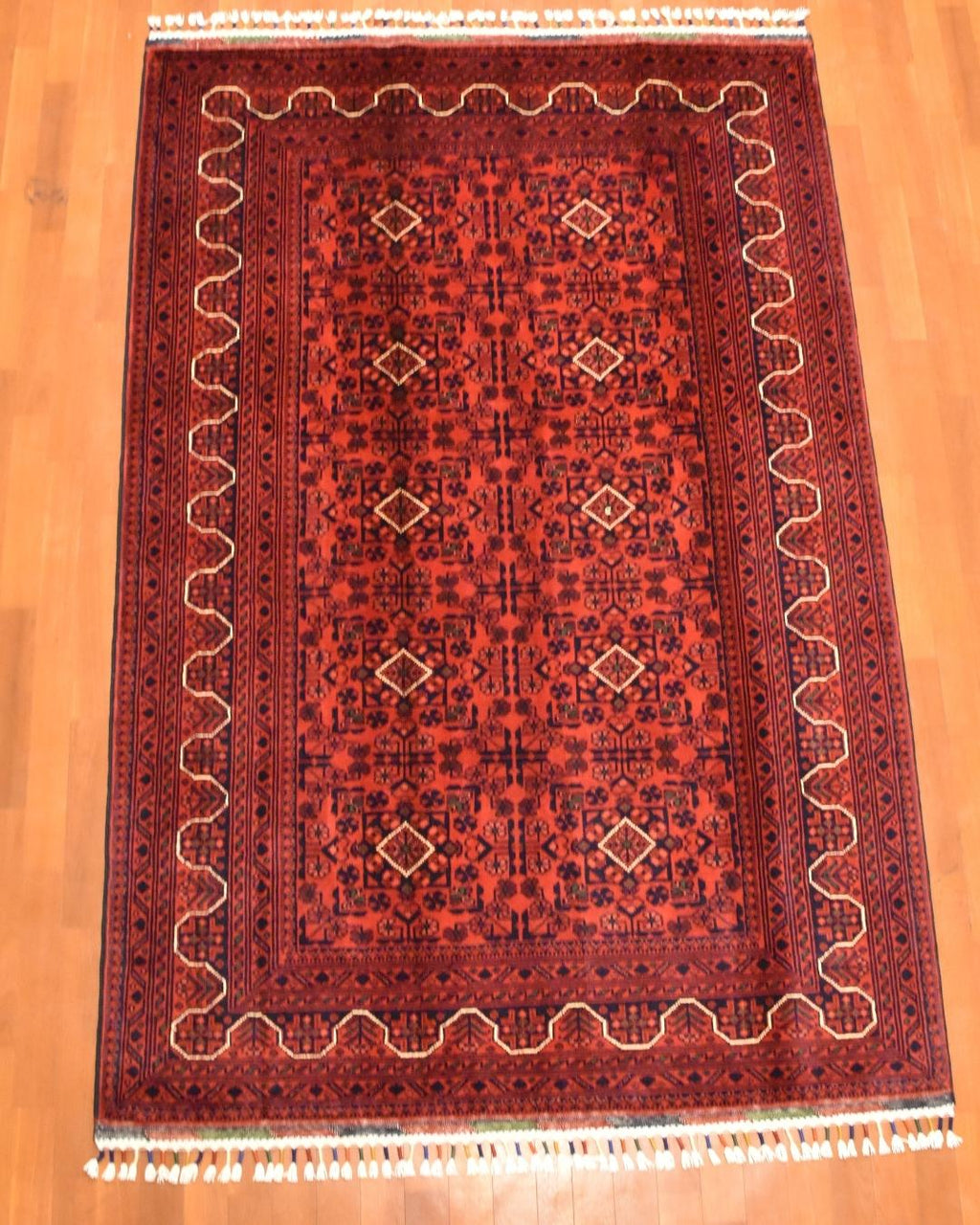 Afghan Hamyap Style Hand-Knotted Wool Rug 4' x 6'