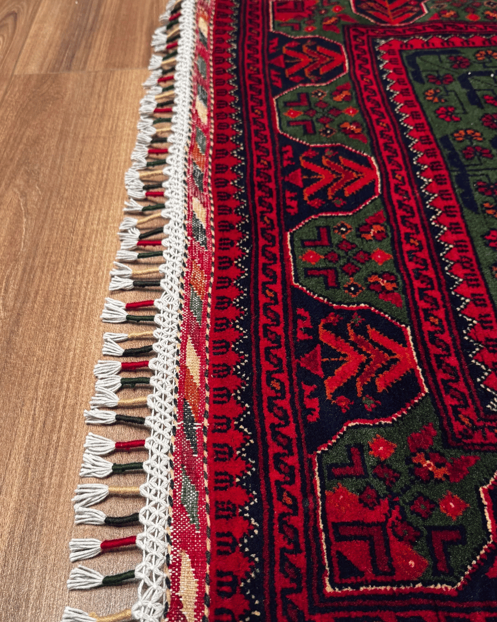 Handwoven Afghan Style Wool Runner 2.69x9.71 ft