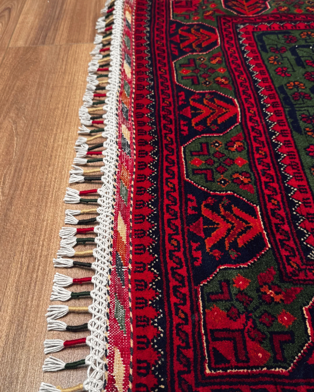 Handwoven Afghan Style Wool Runner 2.69x9.71 ft