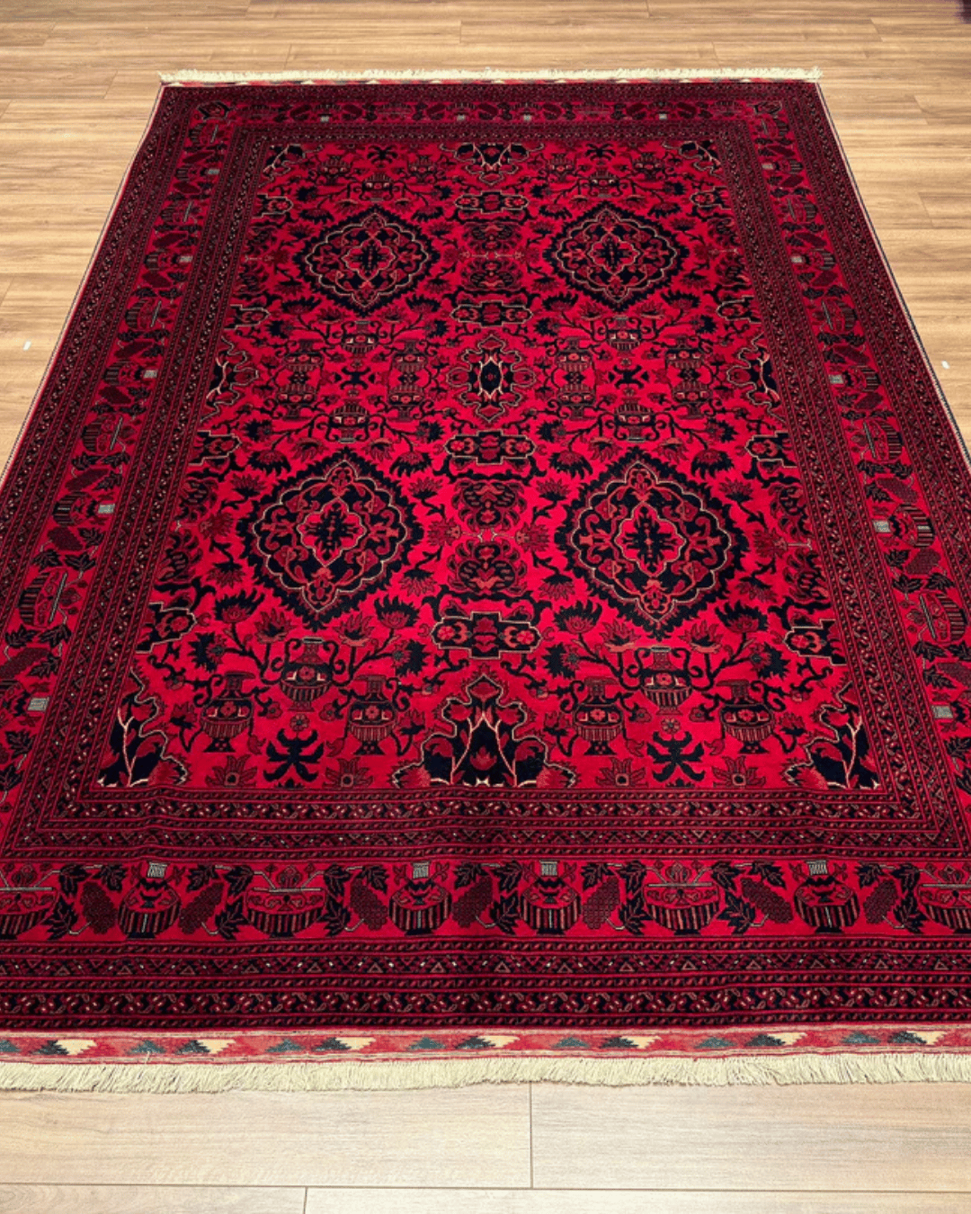 Handwoven Afghan Style Wool Rug 6' 5" x 9' 7"