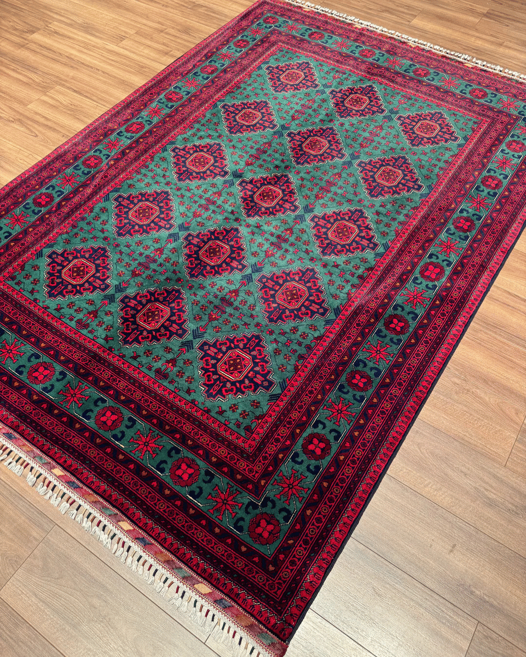 Tapis en laine style afghan 55 x 146 cm