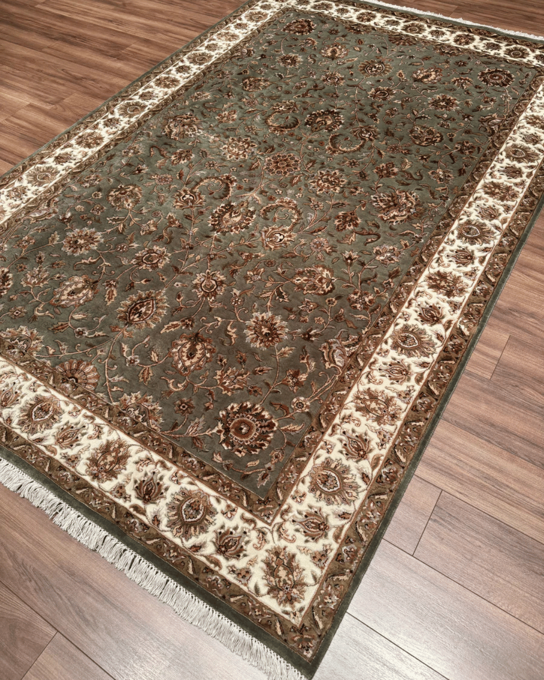 Ottoman Elegance Hand-Knotted Wool Rug 6' 6" x 9' 9"