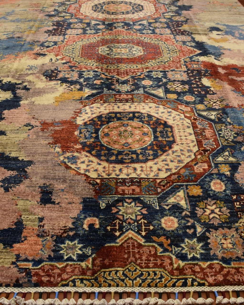 Tapis en laine style afghan 55 x 146 cm