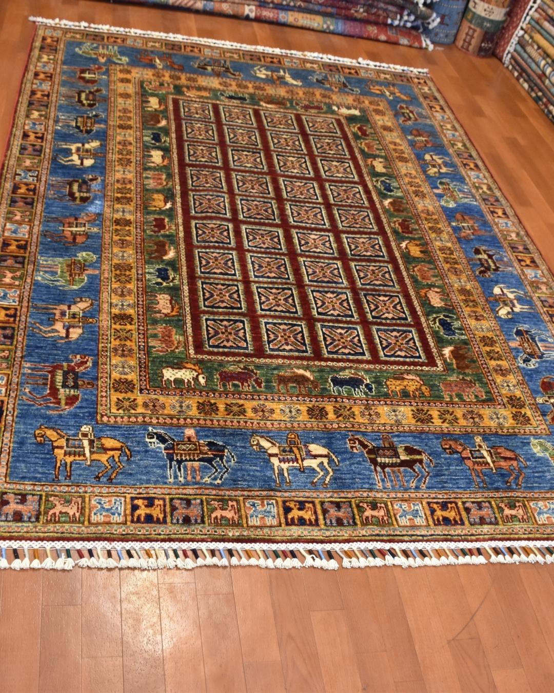 Pazyryk Hand-Knotted Wool Rug 4' 9" x 6' 7"