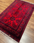 Handwoven Afghan Style Wool Rug 3' 2" x 4' 9"
