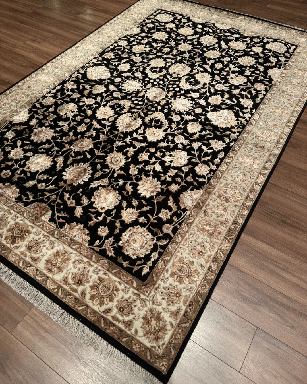 Ottoman Elegance Hand-Knotted Wool Rug 6' 5" x 9' 7"
