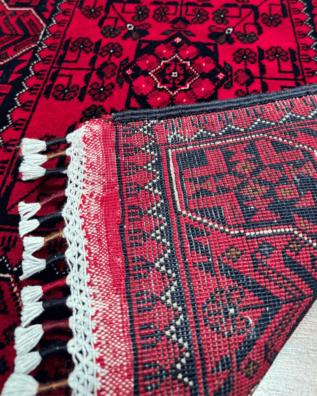 Tapis en laine style afghan 55 x 146 cm