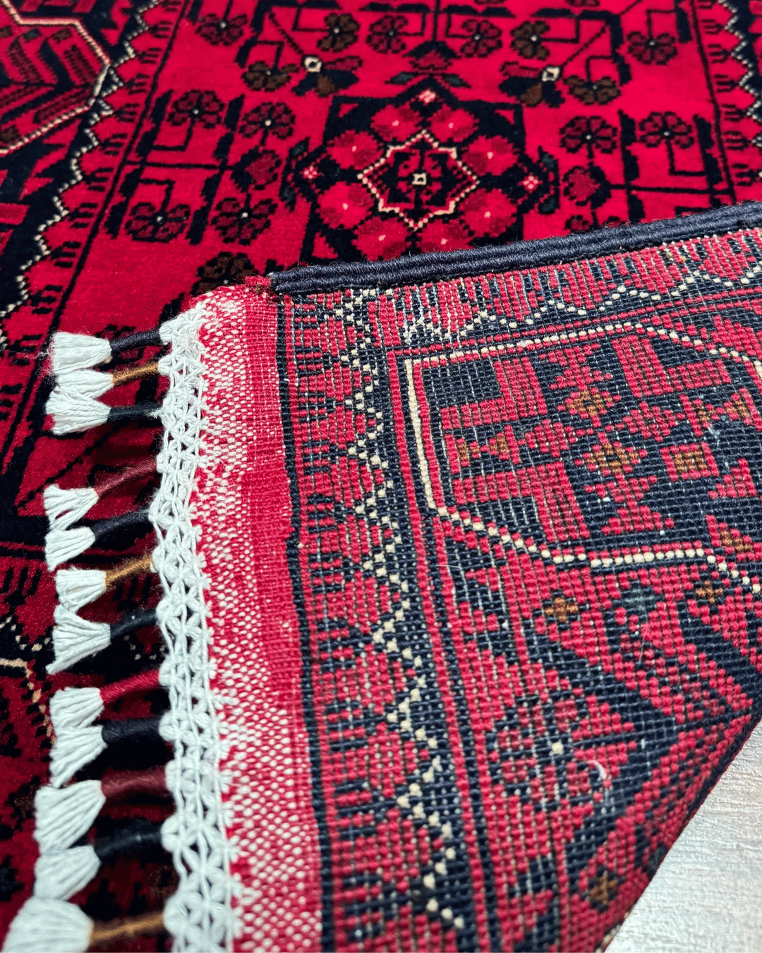 Tapis en laine style afghan 55 x 146 cm