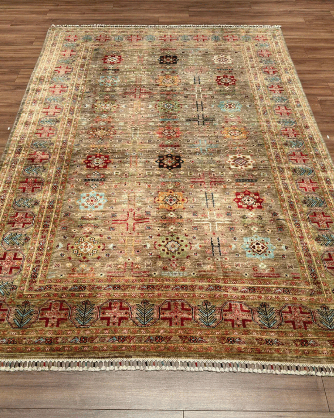 Veziri Hand-Knotted Wool Rug 6' 7" x 9' 9"