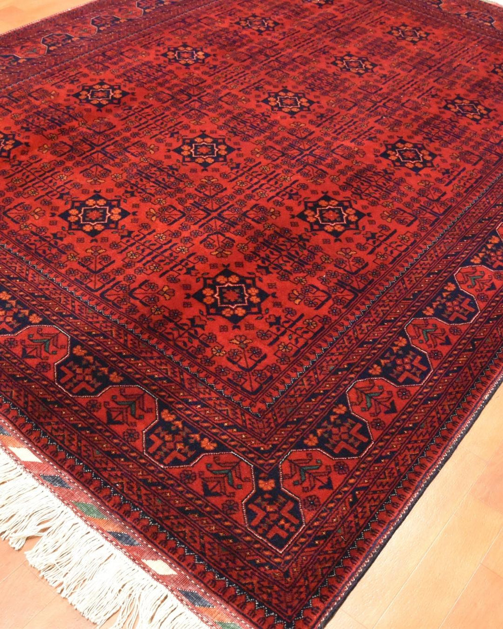 Afghan Bilcik Style Hand-Knotted Wool Rug 4' 5" x 6' 6"