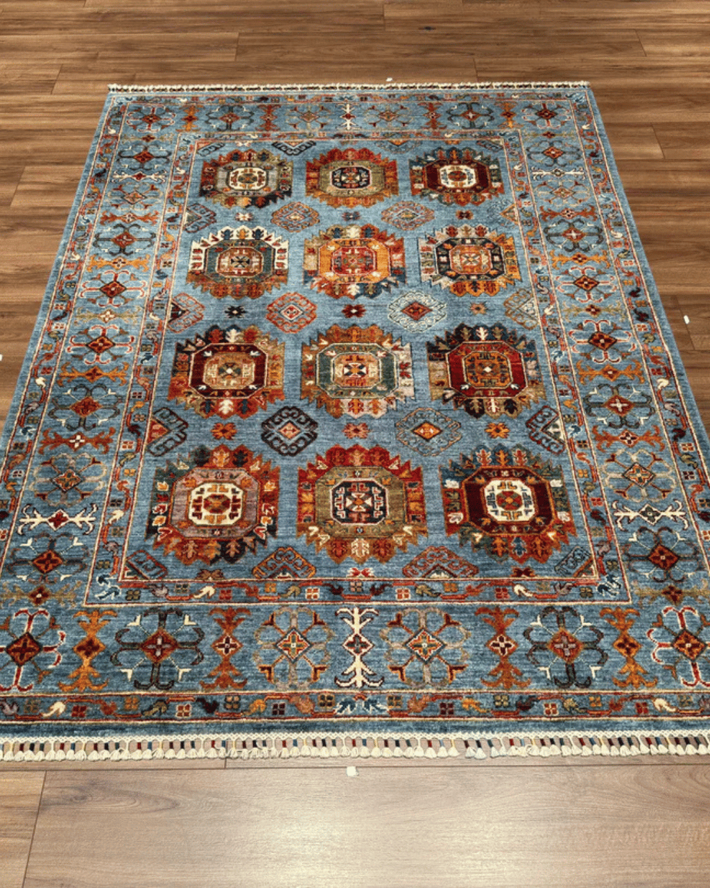Tapis en laine style afghan 55 x 146 cm