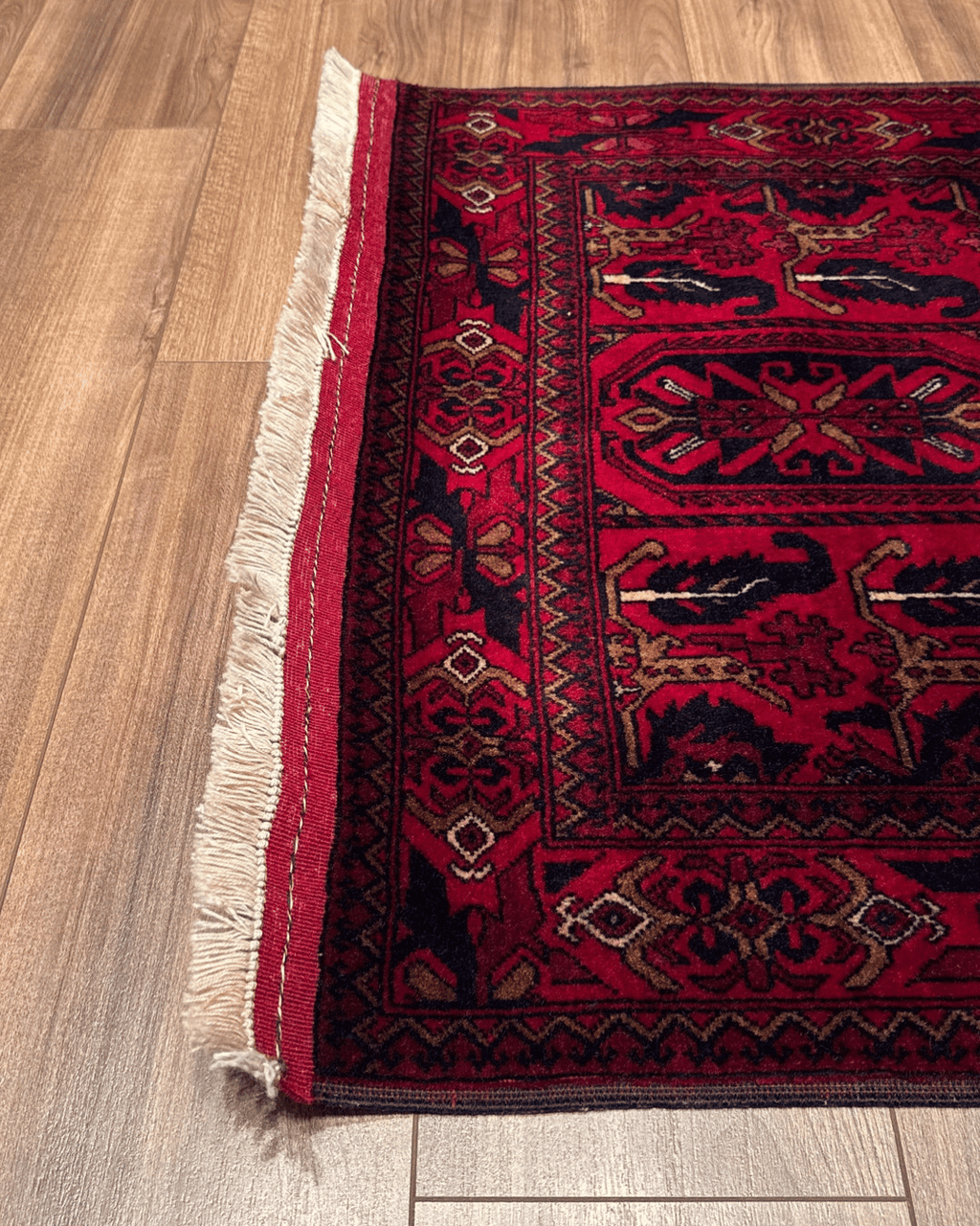 Handwoven Afghan Style Wool Runner 2.67x6.50 ft