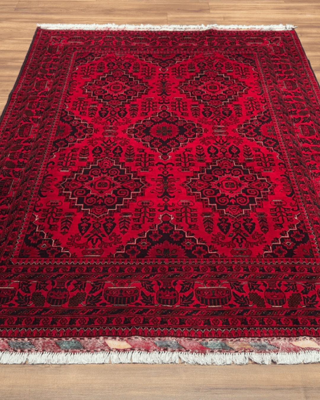 Tapis en laine style afghan 55 x 146 cm