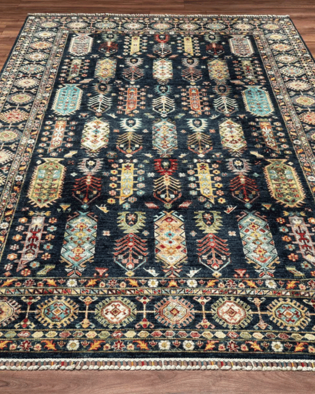 Veziri Hand-Knotted Wool Rug 6' 8" x 9' 9"