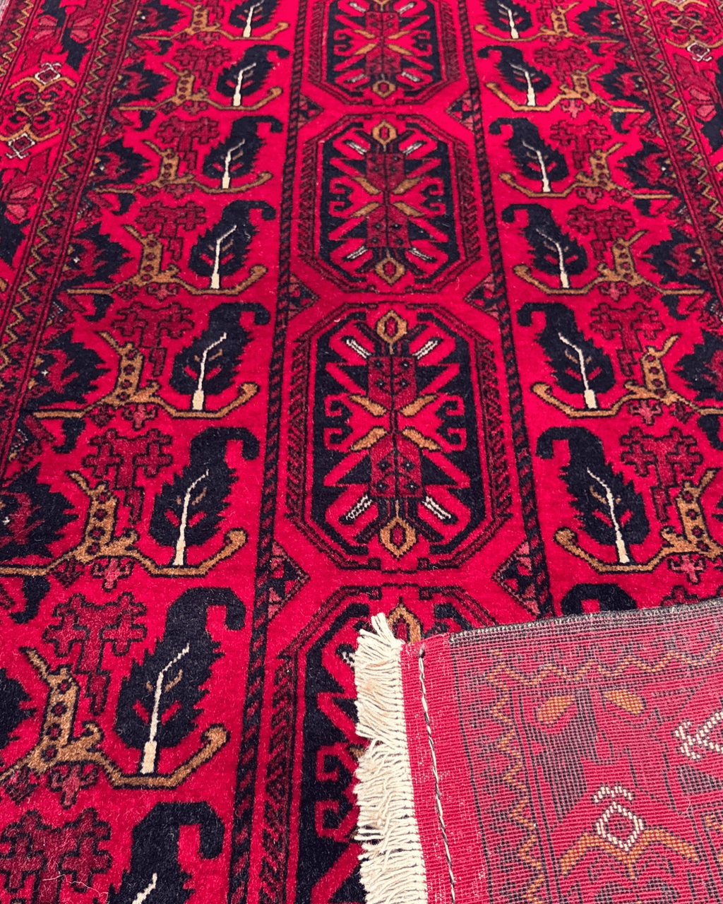 Handwoven Afghan Style Wool Runner 2.67x6.50 ft