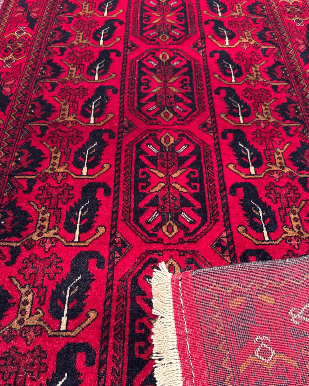 Handwoven Afghan Style Wool Runner 2.67x6.50 ft