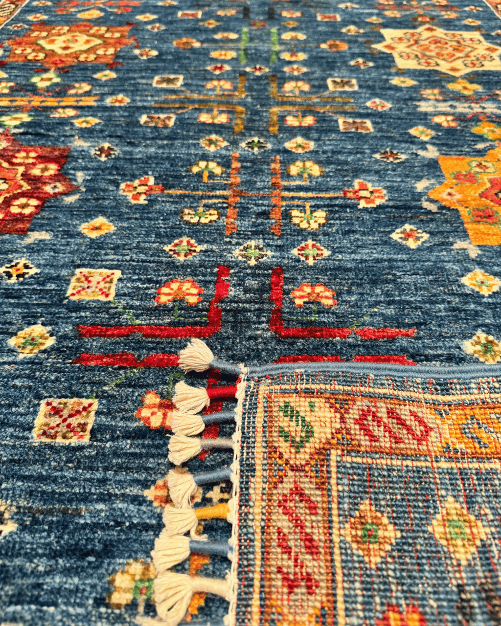 Tapis en laine style afghan 55 x 146 cm