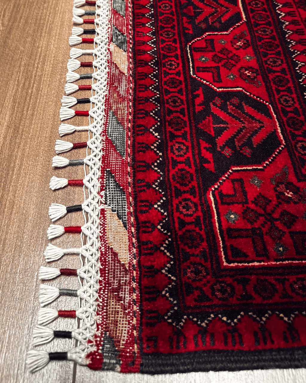 Handwoven Afghan Style Wool Rug 3' 2" x 4' 9"