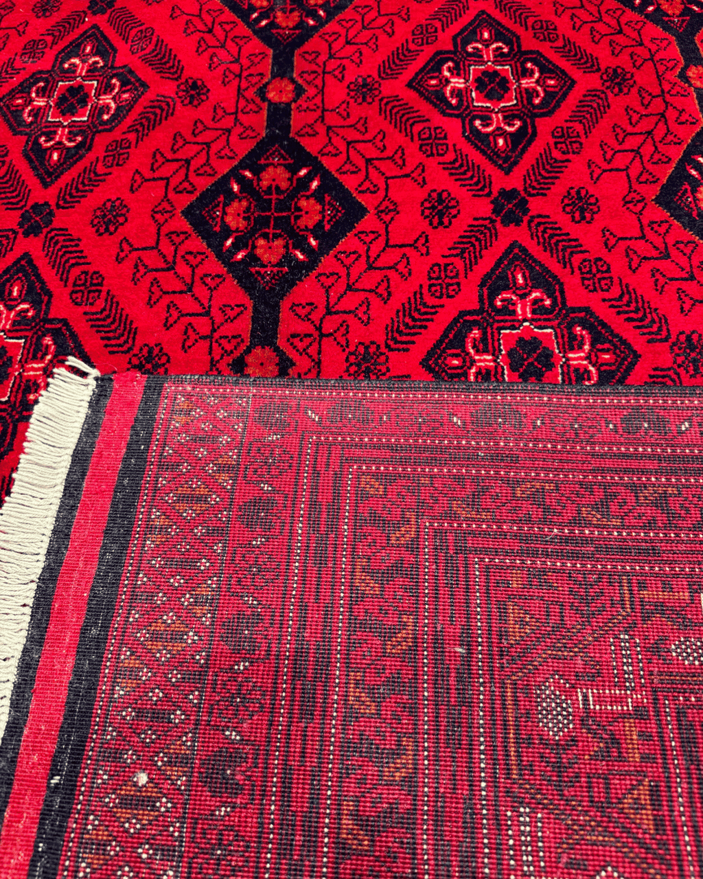 Handwoven Afghan Style Wool Rug 6' 4" x 9' 7"