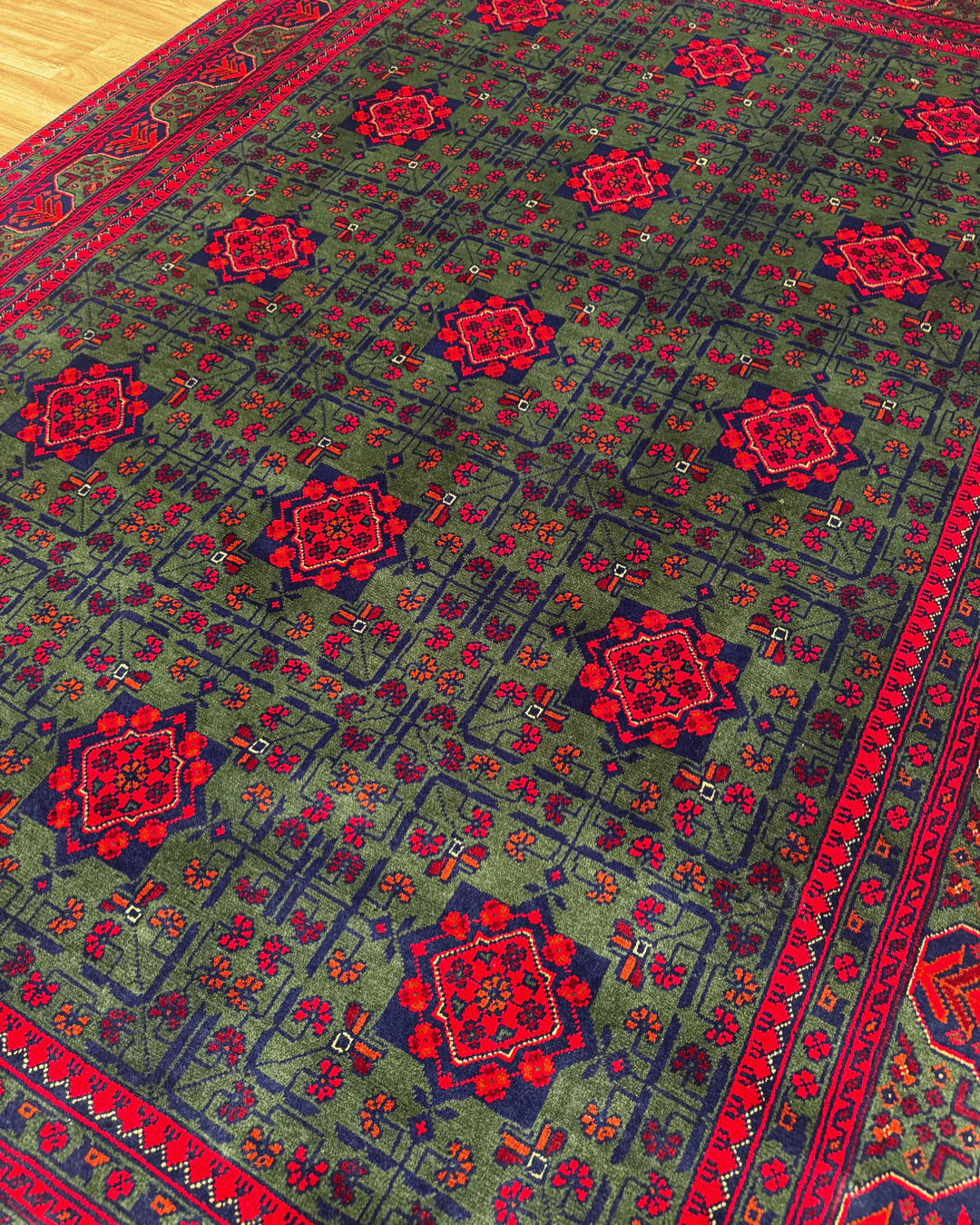 Tapis en laine style afghan 55 x 146 cm