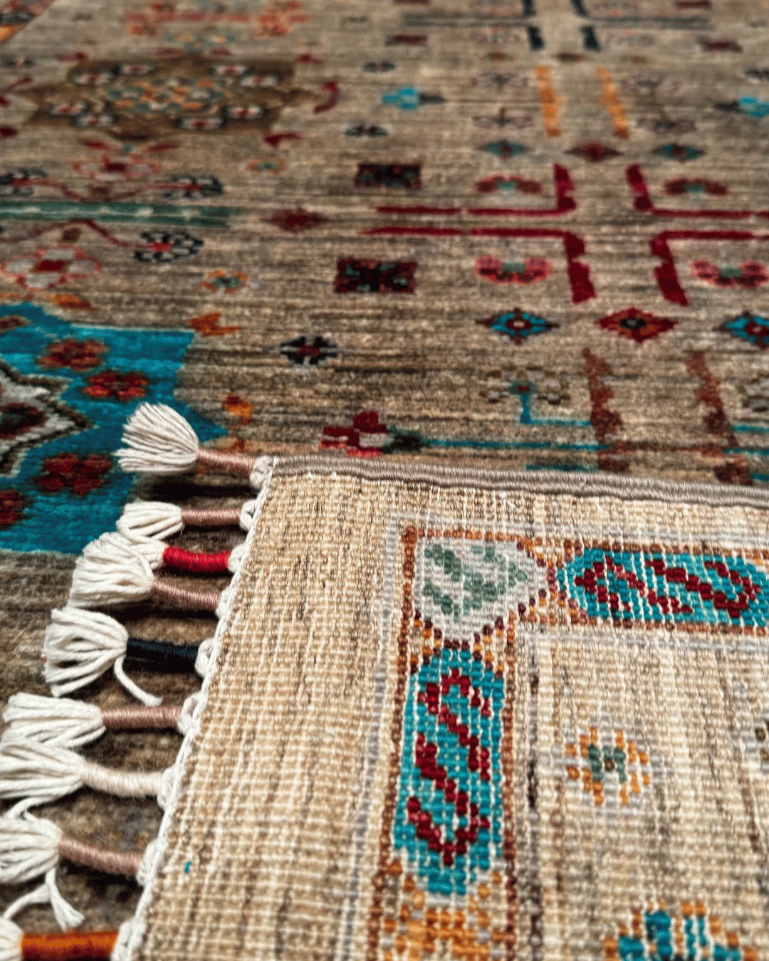 Tapis en laine style afghan 55 x 146 cm